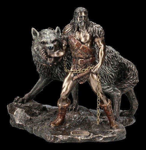 Statua tyr con lupo - statua, fenris