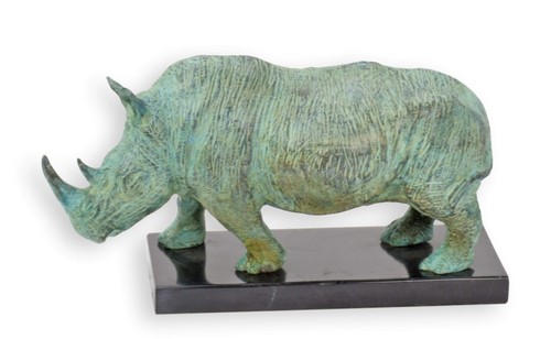Scultura bronzo rinoceronte - scultura, in
